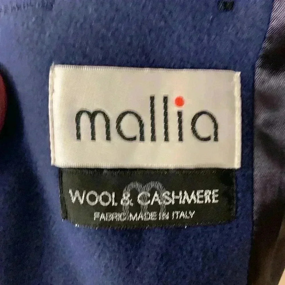Mallia 90% wool 10% cashmere double breasted pea coat, cobalt blue, size 14 - Picture 5 of 6